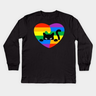 cat Rainbow Flag Human Rights Womens & Gay Rights LGBTQ+ Pride Kids Long Sleeve T-Shirt